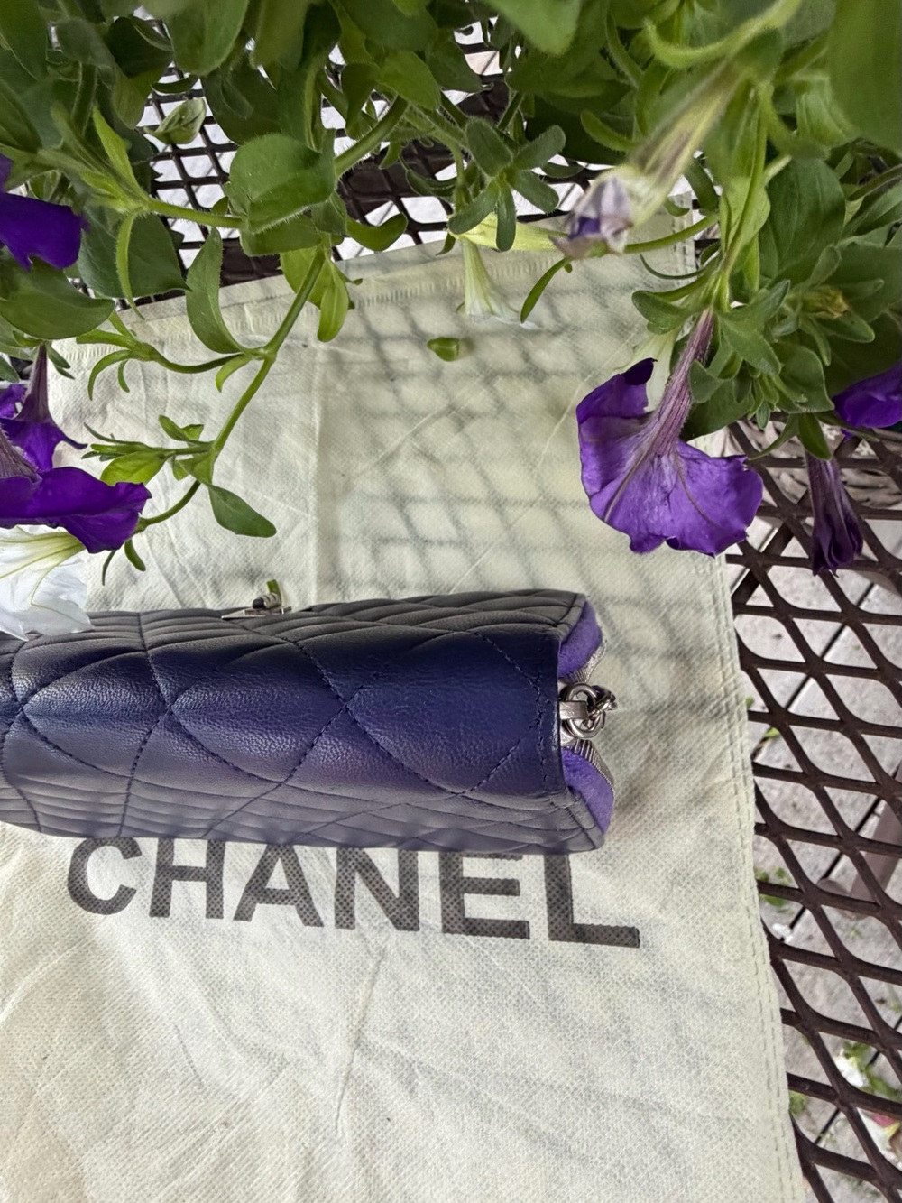 CHANEL PURPLE/PLUM LAMBSKIN QUILTED WALLET WITH COA - Picture 14 of 16